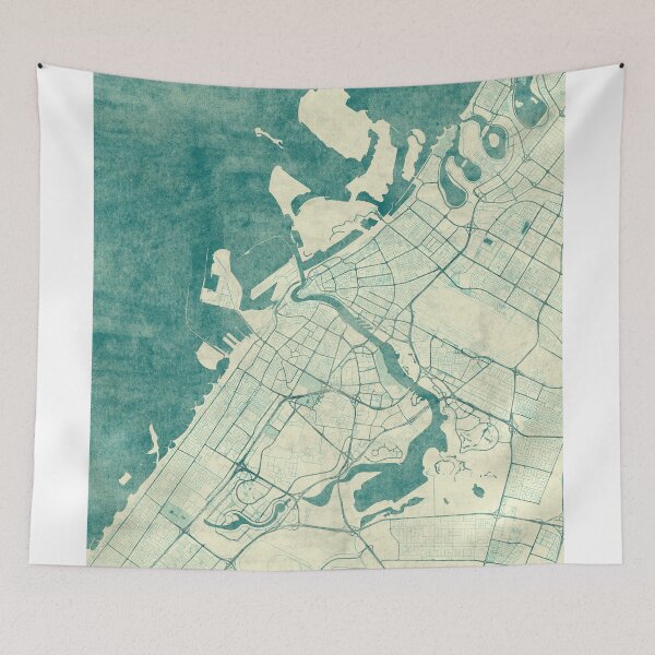 Item preview, Dubai Map Blue Vintage designed and sold by HubertRoguski.