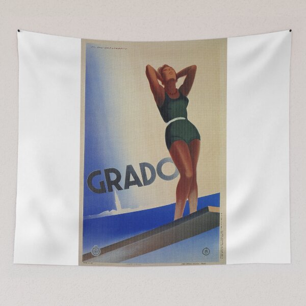 Item preview, Grado Italy pin up Vintage Italian travel advertising designed and sold by aapshop.