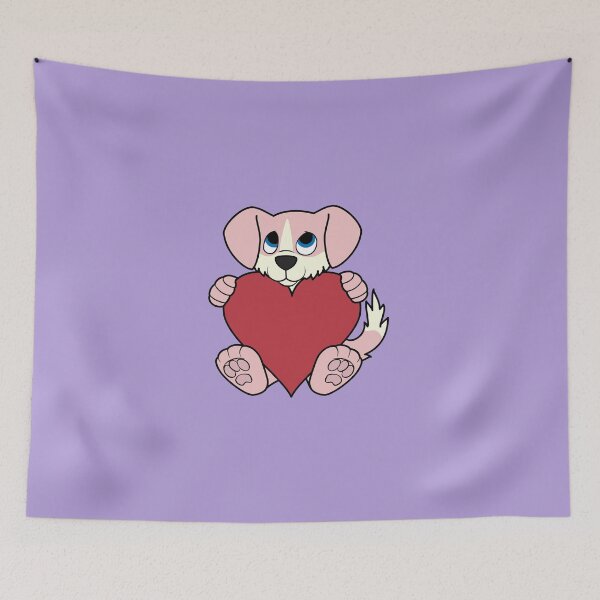 Aperçu de l'œuvre Valentine's Day Pink Dog with Blaze & Red Heart créée et vendue par Grifynne.