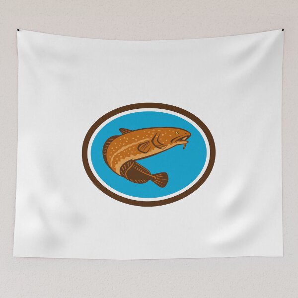 Item preview, Burbot Fish Oval Retro designed and sold by patrimonio.