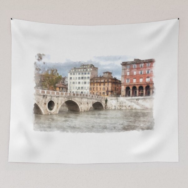 Item preview, Rome: Tiber River bridge and buildings designed and sold by Giuseppe Cocco.