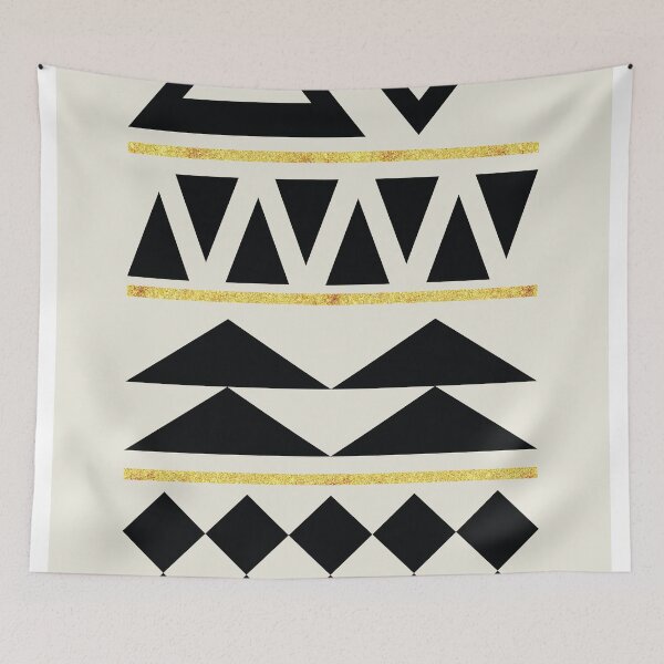 Item preview, Black and Gold Pattern Triangles designed and sold by NordicStudio.