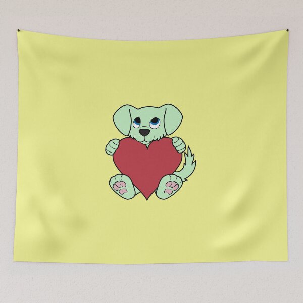 Item preview, Valentine's Day Green Dog with Red Heart designed and sold by Grifynne.