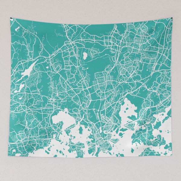 Item preview, Helsinki map turquoise designed and sold by mapsart.