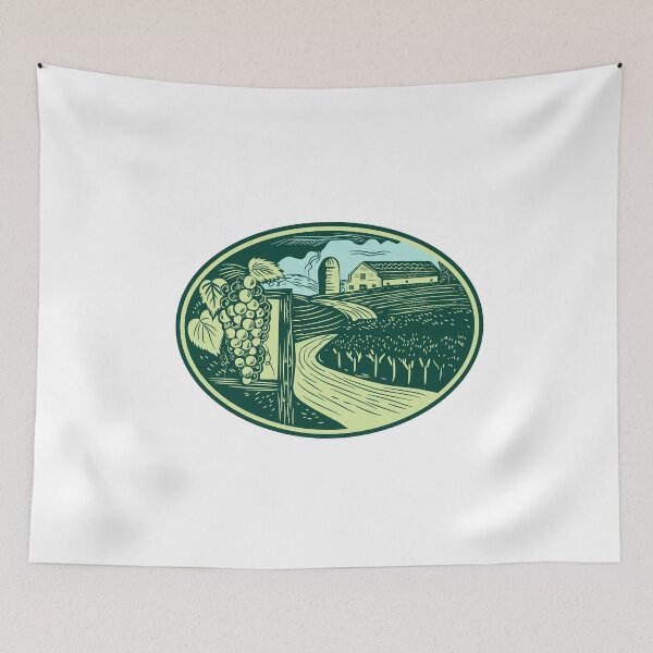 Item preview, Grapes Vineyard Winery Oval Woodcut designed and sold by patrimonio.