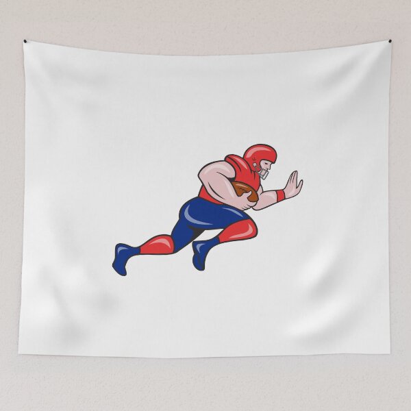 Item preview, American Football Running Back Charging Cartoon designed and sold by patrimonio.