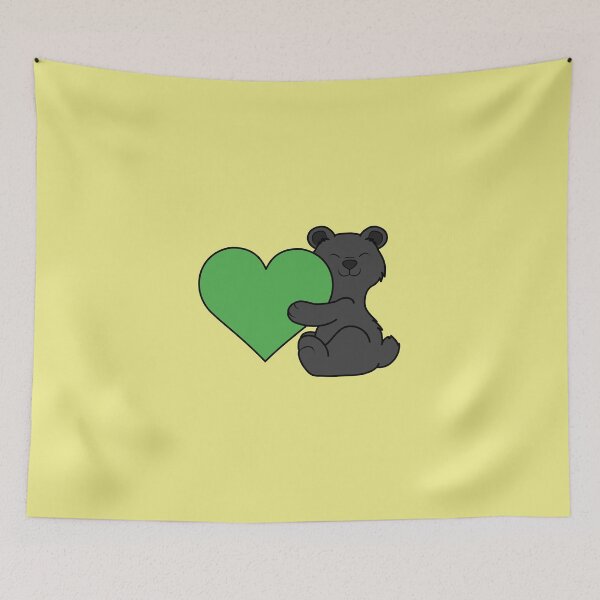 Item preview, Valentine's Day Black Bear with Green Heart designed and sold by Grifynne.
