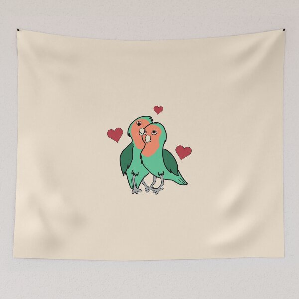 Item preview, Valentine's Day Peach Faced Love Birds with Red Hearts designed and sold by Grifynne.