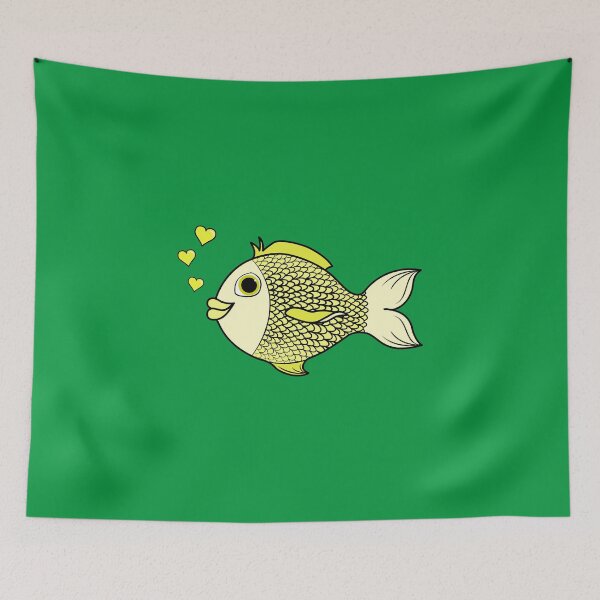 Item preview, Valentine's Day Yellow Fish with Heart Bubbles designed and sold by Grifynne.