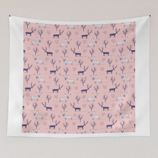 Item preview, cute hand drawn seamless pattern with deers and moose designed and sold by NineHomes.