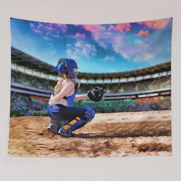 Item preview, Softball Catcher And Stadium Painting designed and sold by HumusArt.