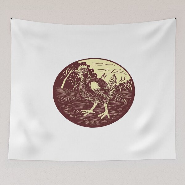 Item preview, Hen Farm Oval Woodcut designed and sold by patrimonio.