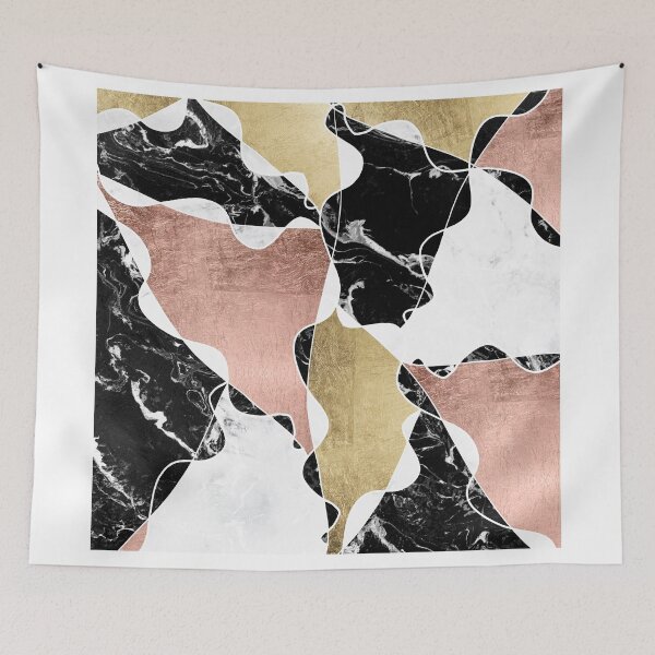 Item preview, Rose gold black white marble color block stylish designed and sold by GirlyTrend.