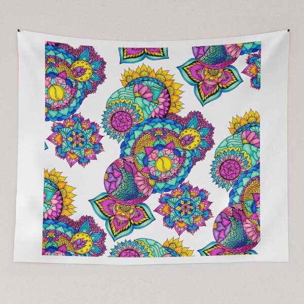 Item preview, Modern bright floral watercolor mandala hand drawn designed and sold by GirlyTrend.