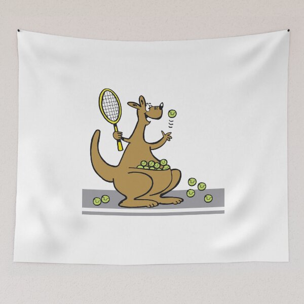 Item preview, Cartoon of happy kangaroo serving tennis balls designed and sold by Al Benge.