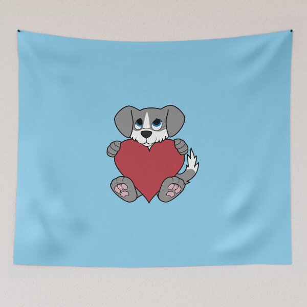 Item preview, Valentine's Day Gray Dog with Blaze & Red Heart designed and sold by Grifynne.