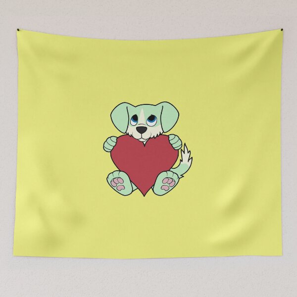 Item preview, Valentine's Day Green Dog with Blaze & Red Heart designed and sold by Grifynne.