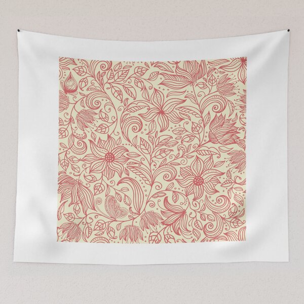 Item preview, Floral pattern in doodle style in retro colors designed and sold by Doodle-Shmoodle.