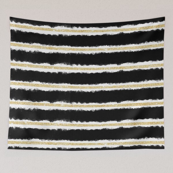 Item preview, Stylish gold black handdrawn watercolor stripes  designed and sold by GirlyTrend.