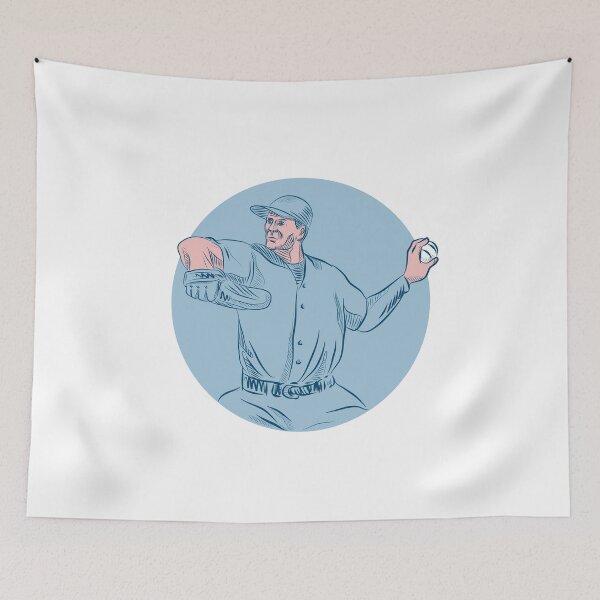 Item preview, Baseball Pitcher Throwing Ball Circle Drawing designed and sold by patrimonio.