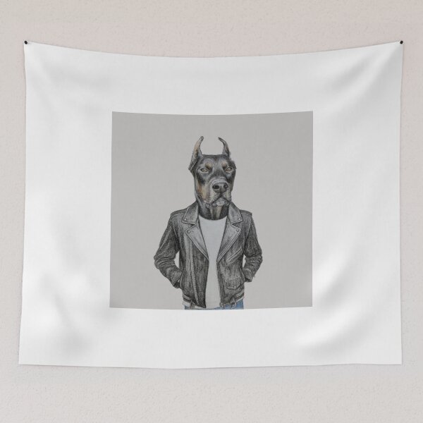 Item preview, cool doberman pinscher in leather designed and sold by Windness Zao.