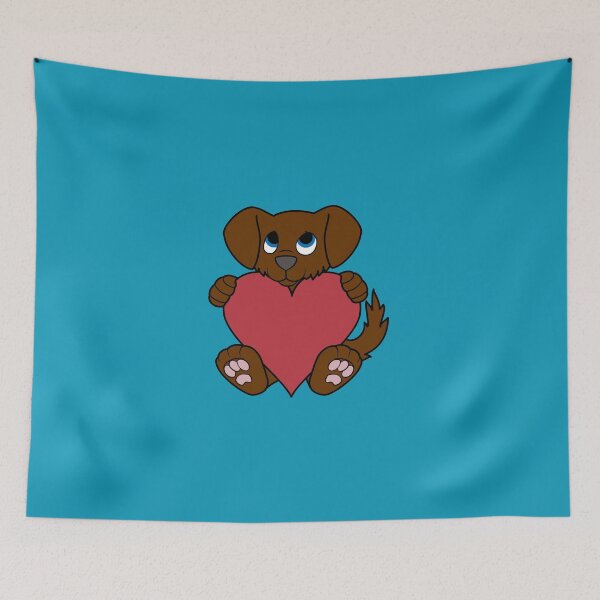 Aperçu de l'œuvre Valentine's Day Brown Dog with Red Heart créée et vendue par Grifynne.