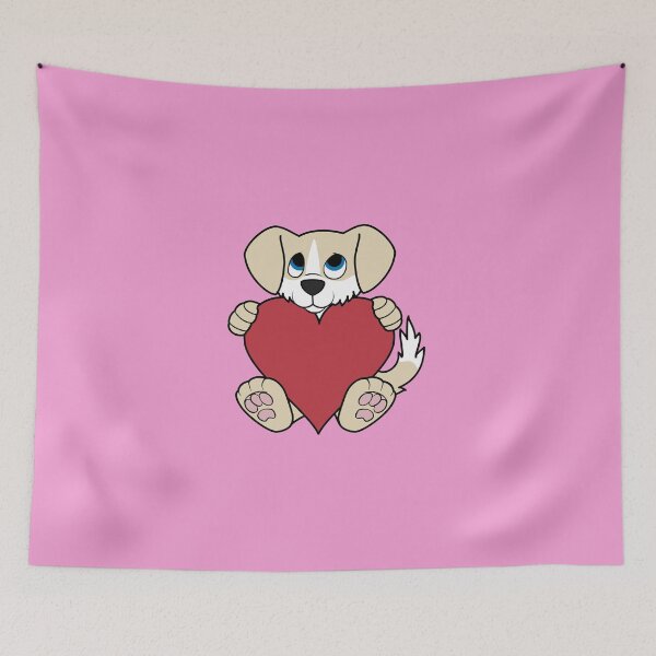 Aperçu de l'œuvre Valentine's Day Tan Dog with Blaze & Red Heart créée et vendue par Grifynne.