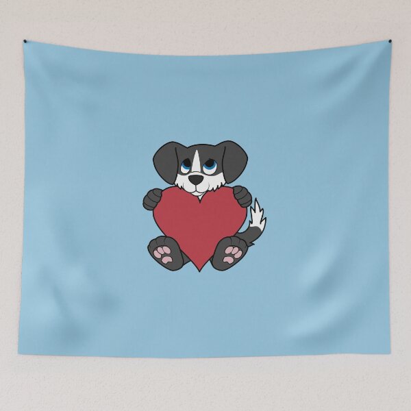 Aperçu de l'œuvre Valentine's Day Black Dog with Blaze & Red Heart créée et vendue par Grifynne.