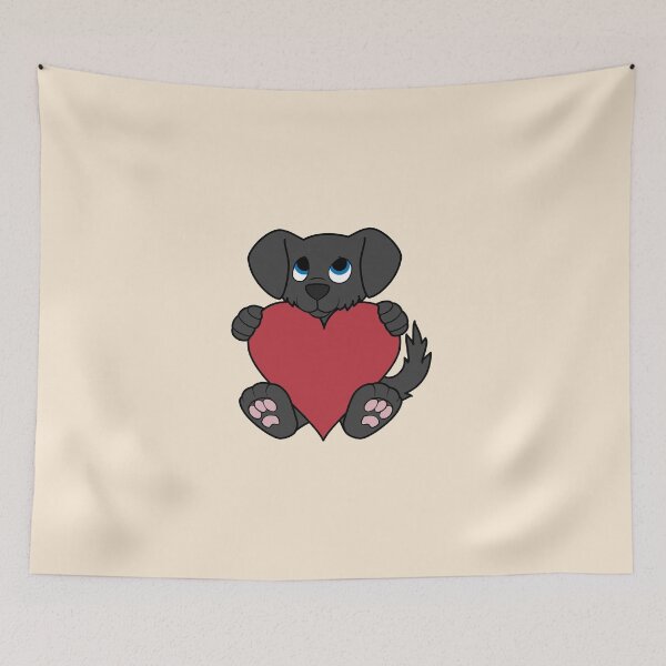 Aperçu de l'œuvre Valentine's Day Black Dog with Red Heart créée et vendue par Grifynne.