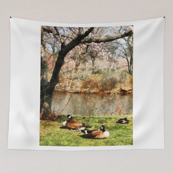 Item preview, Geese Under Flowering Tree Closeup designed and sold by Susan Savad.