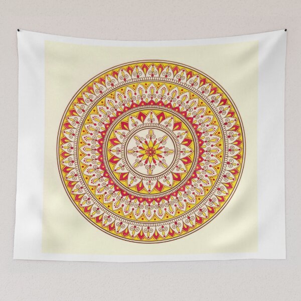 Item preview,  Hand Draw Vibrant Yellow And Red Mandala designed and sold by Zedart.