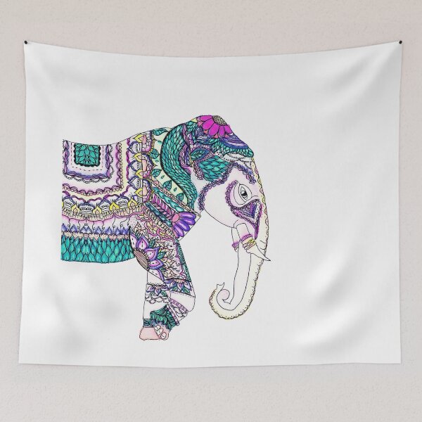 Item preview, Boho bright watercolor tribal henna elephant designed and sold by GirlyTrend.