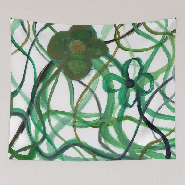 Item preview, Green Intertwining Flowers Painting designed and sold by mommybrainarts.