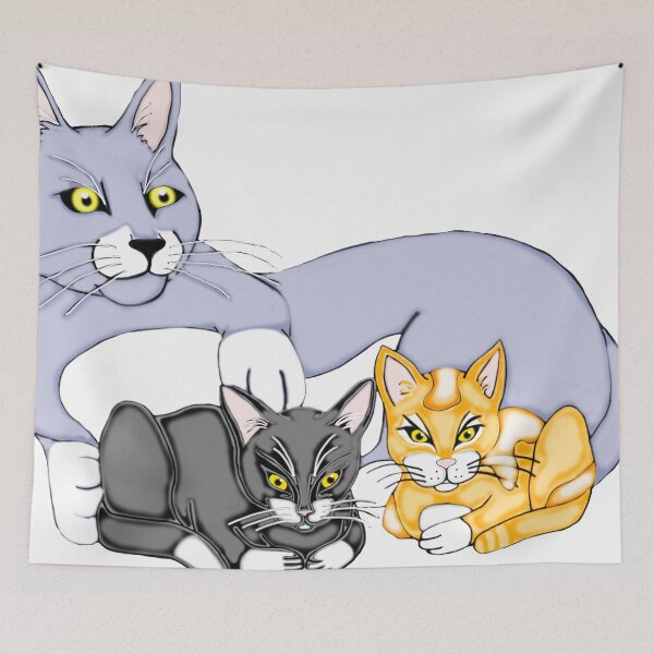 Aperçu de l'œuvre Mothers Love Cat and Kittens créée et vendue par J-CCreations.