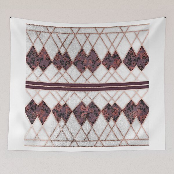 Item preview, Modern Elegant Rose Gold Triangles and Maroon Roses designed and sold by Blkstrawberry.