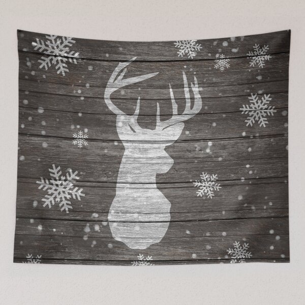 Item preview, Rustic deer antlers snowflakes brown wood designed and sold by GirlyTrend.