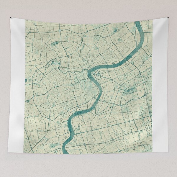 Item preview, Shanghai Map Blue Vintage designed and sold by HubertRoguski.