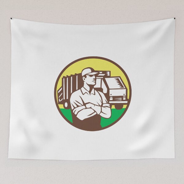Item preview, Garbage Collector Rubbish Truck Circle Retro designed and sold by patrimonio.
