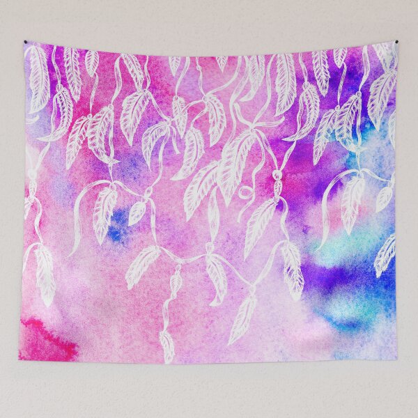 Item preview, Boho handdrawn feathers bright pink watercolor designed and sold by GirlyTrend.