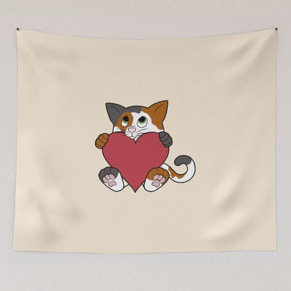 Item preview, Valentine's Day Calico Cat with Red Heart designed and sold by Grifynne.