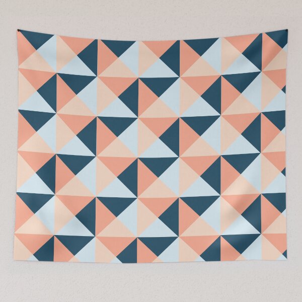 Item preview, Coral Blue Peach Triangles Geometric Pattern designed and sold by dreamingmind.