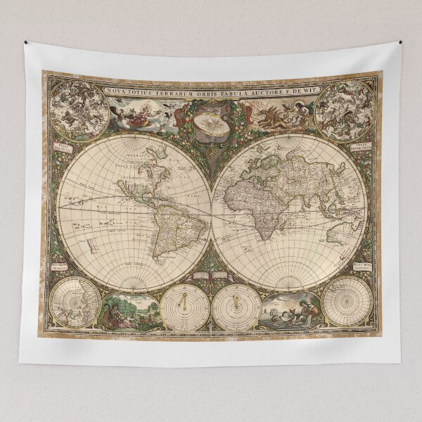 Item preview, Vintage Map of The World (1660) designed and sold by BravuraMedia.