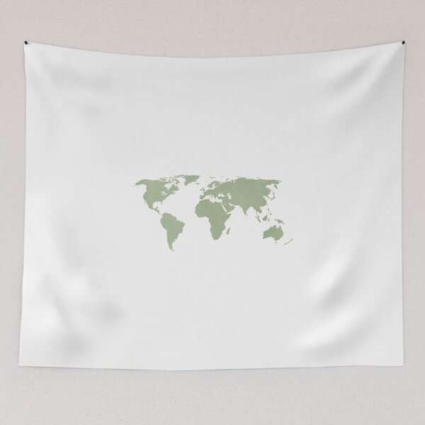 Item preview, Distressed sage green world map designed and sold by Leah Biernacki.