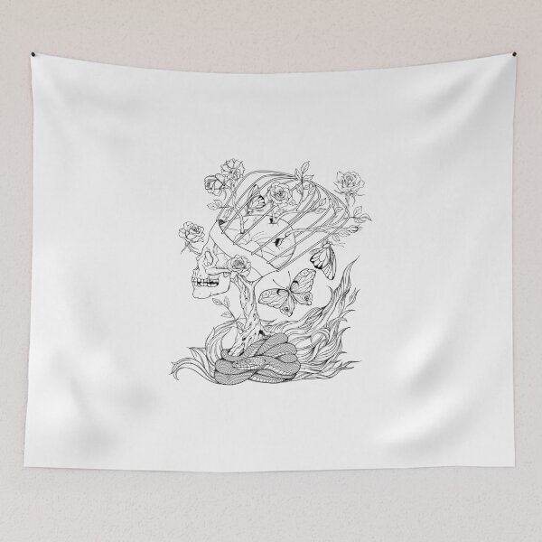 Item preview, illustration with skull, snake, butterflies and flowers designed and sold by Nadiiaz.