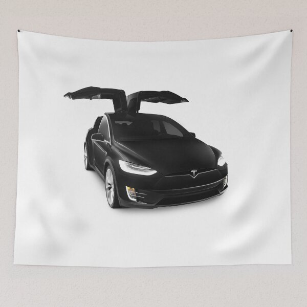 Item preview, Black 2017 Tesla Model X luxury SUV electric car falcon doors art photo print designed and sold by MaximImages .com Exquisite Arts.