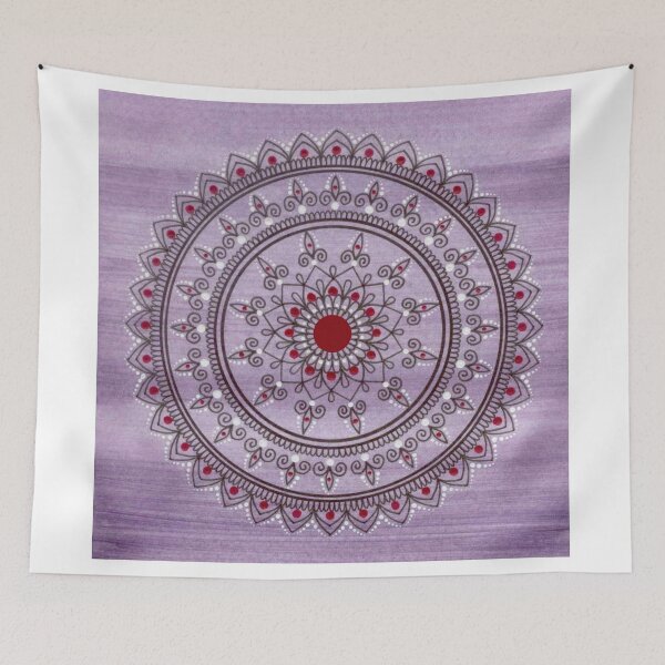 Item preview, Hand Drawn Pretty Purple And Red Mandala Flower designed and sold by Zedart.
