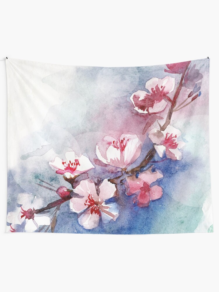 Alternate view of Watercolor Flowers Tapestry