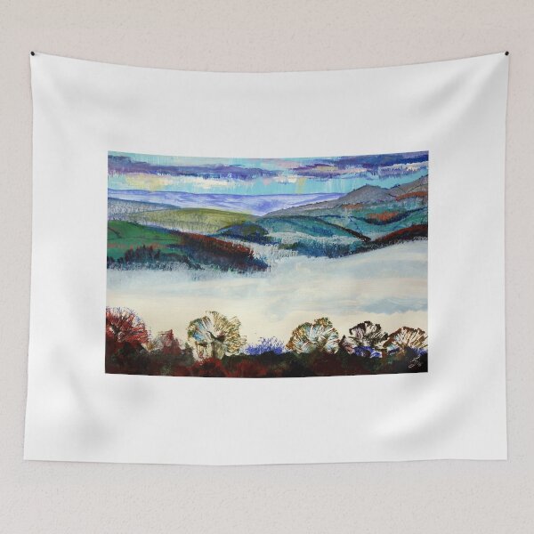 Item preview, Devon Landscape Painting - Mist in the Exe Valley designed and sold by MikeJory.