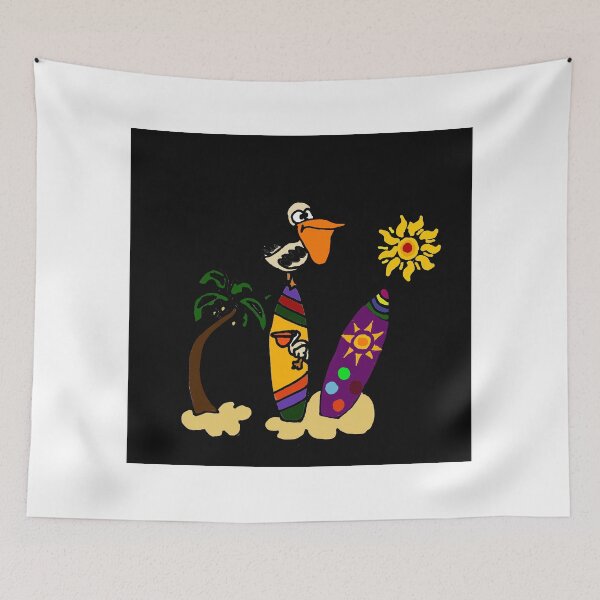 Item preview, Cool Funny Pelican on Surfboard Surfing Art designed and sold by Nature's Fancy.
