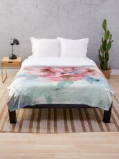 Aquarell Blumen Fleecedecke